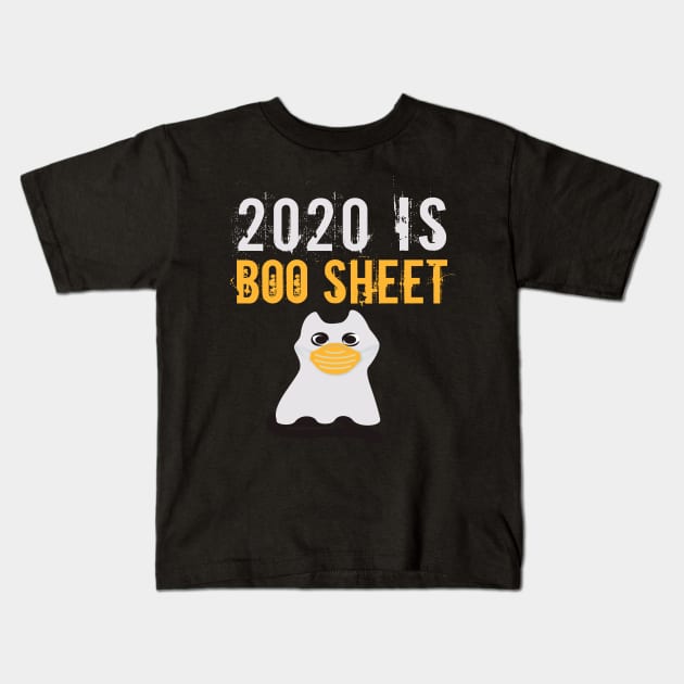 2020 Is Boo Sheet, Cat Boo Ghost Halloween face mask Kids T-Shirt by potch94